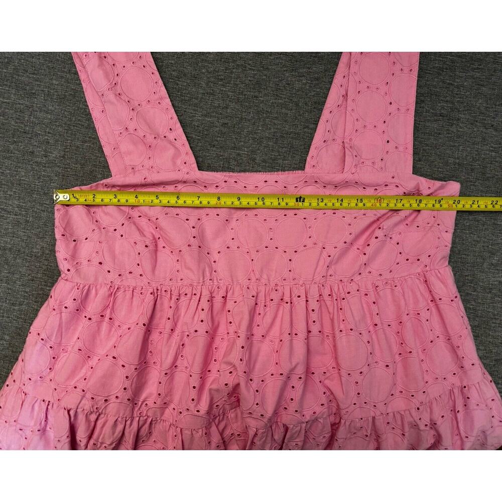 Anthropologie Square-Neck Eyelet Tiered Midi Dress Pink XLP NWT - Picture 7 of 9